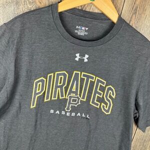 MLB Under Armour Pittsburgh Pirates Baseball Shirt Mens Large Gray HeatGear Tee